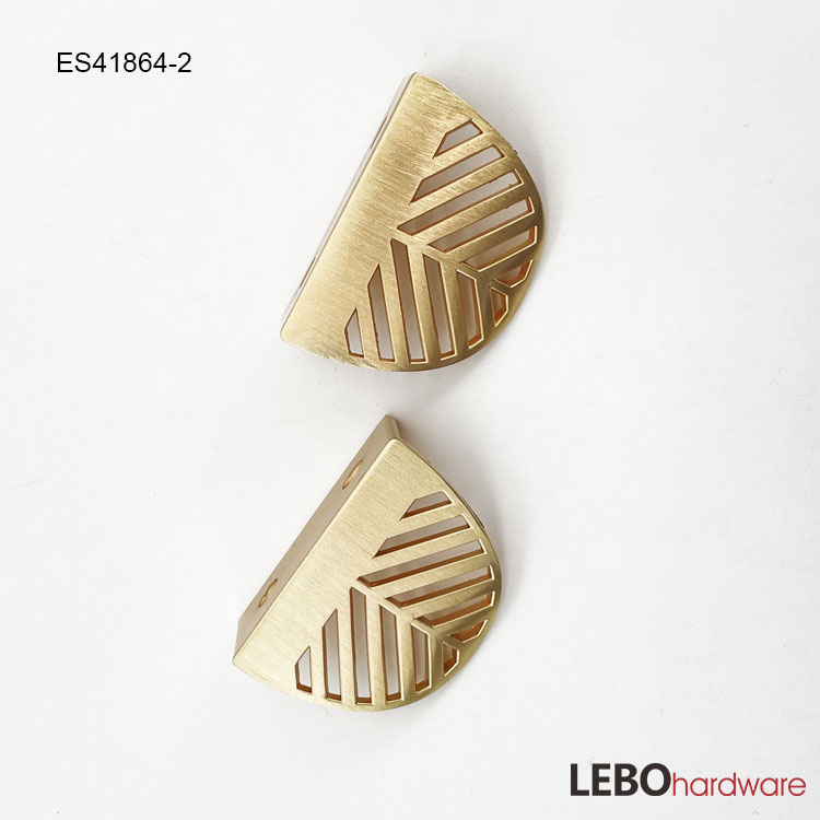Luxury leaf design Brass Black Zamak cabinet pulls furniture handle knob 