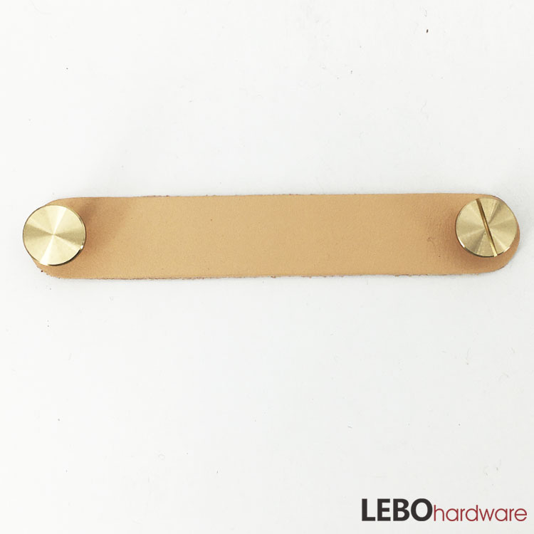 Luxury Brass Button Genuine leather Furniture knob Cabinet Pull