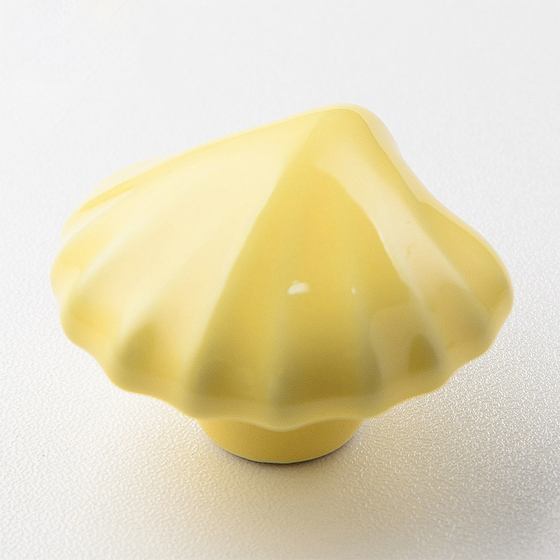 Ceramic Porcelain Shell Shape Colored Cabinet Pulls Door Drawer Dresser Furniture Knob 