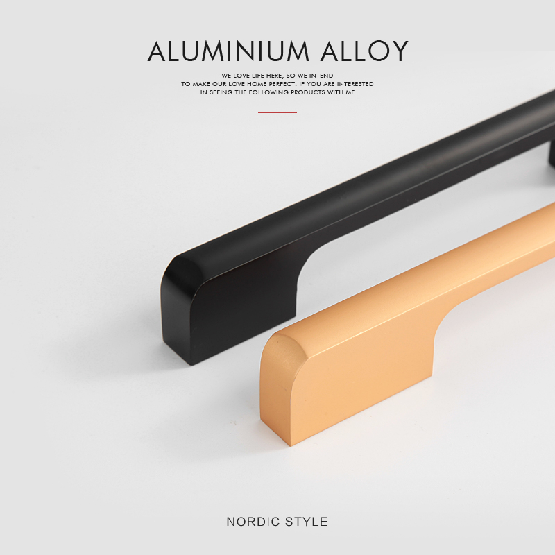 Gold black simple design Aluminium Furniture Handle Cabinet Pull 