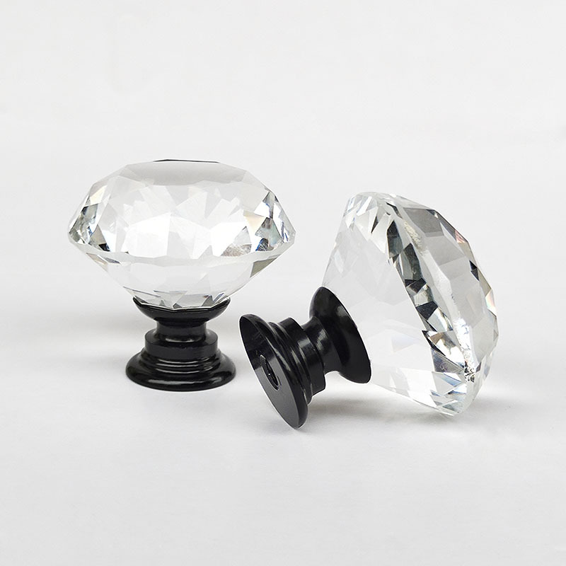 K9 Crystal Glass Diamond shape Transparency Color Zamak Base Furniture Knob Cabinet Pull 