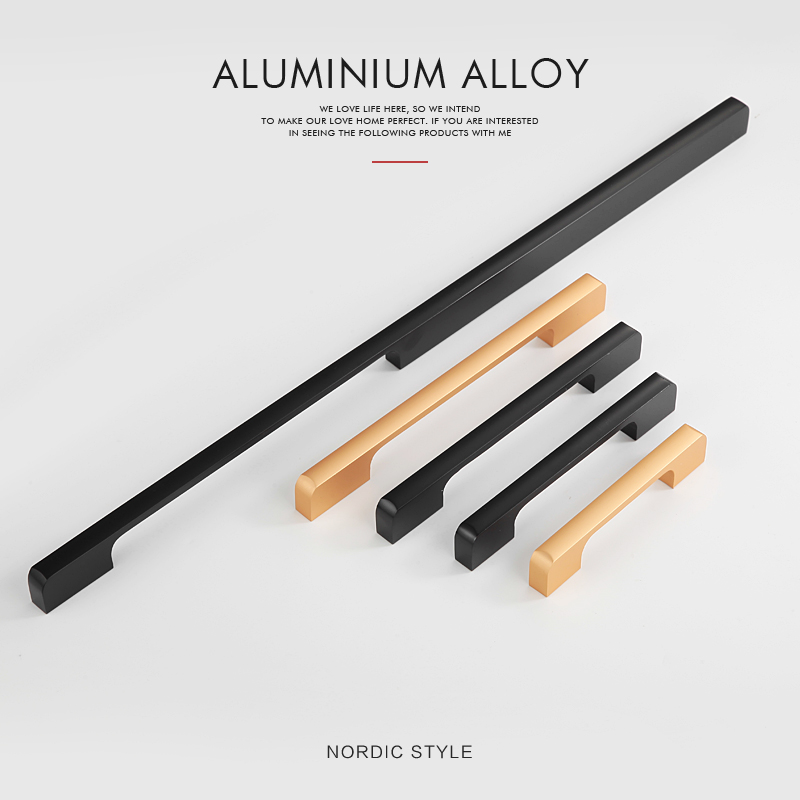 Gold black simple design Aluminium Furniture Handle Cabinet Pull 