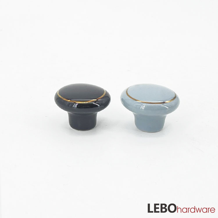  Ceramic Porcelain Solid Color with gold line Cabinet Pulls Door Drawer Dresser Furniture knob 