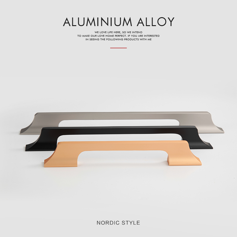 Contemporary simple modern black gold Aluminium cabinet pulls furniture handle 