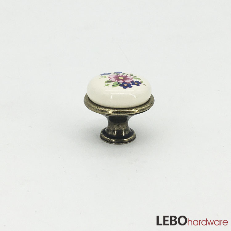 Ceramic Porcelain European Floral design Cabinet Pulls Door Drawer Dresser Furniture knob 