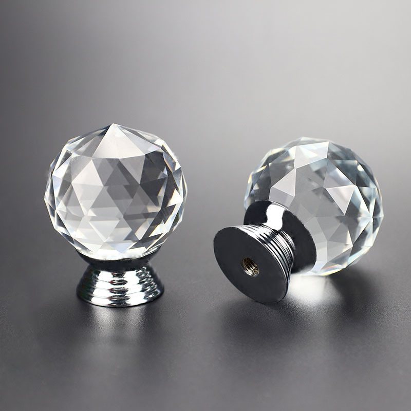 K9 Crystal Glass transparency Colored Zamak base Furniture knob Cabinet Pull 