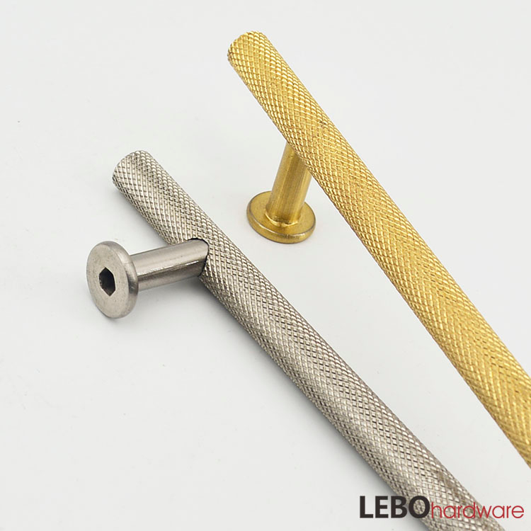 Knurled traditional Iron T bar Cabinet Pulls Furniture Handle 