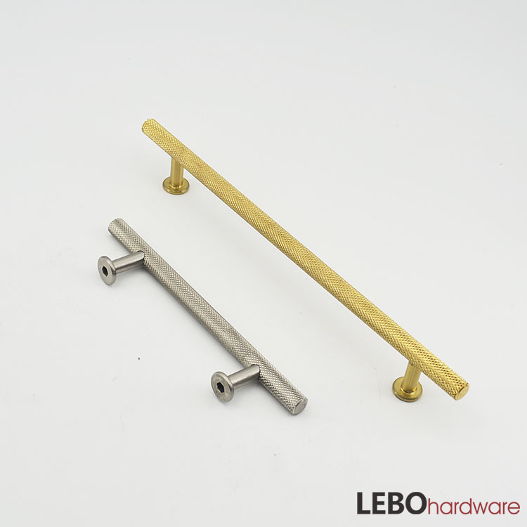 Knurled traditional Iron T bar Cabinet Pulls Furniture Handle 