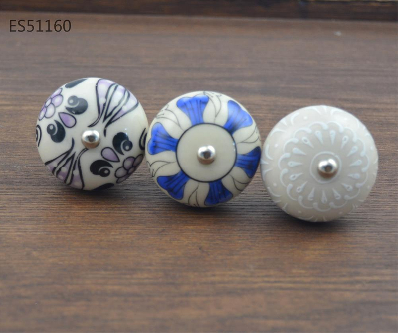 Ceramic Porcelain Colored Floral Printing Cabinet Pulls Door Drawer Dresser Furniture Knob 