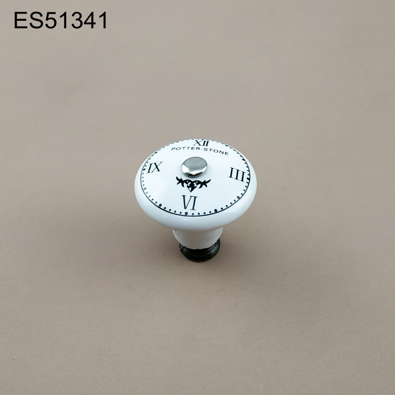 Clock printing Ceramic Porcelain Cabinet Pulls Door Drawer Dresser Furniture knob 