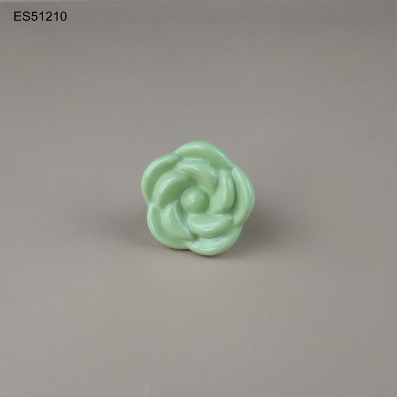Solid color flower shape Ceramic porcelain Furniture knob Cabinet Pull 